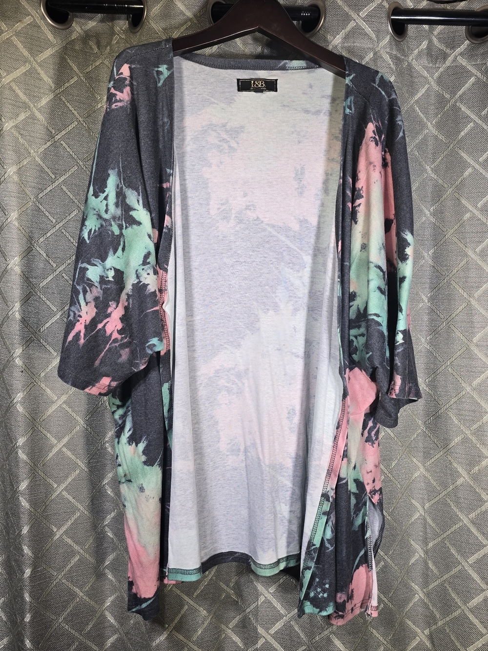 Lucky & Blessed Open Front Cardigan with Pink & Mint Tie-Dye